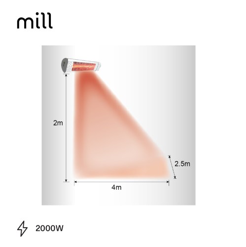 Riscaldatore a infrarossi per esterni Mill ULG+ Slim 2000W