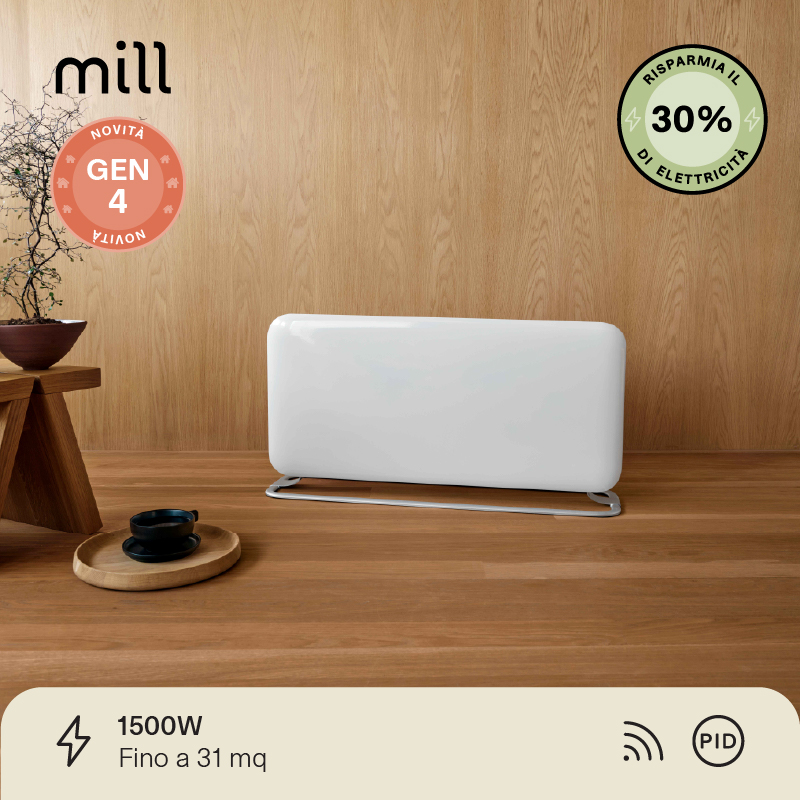 Termoconvettore a Parete Mill Invisible 1500W con piedini integrati - GEN 4